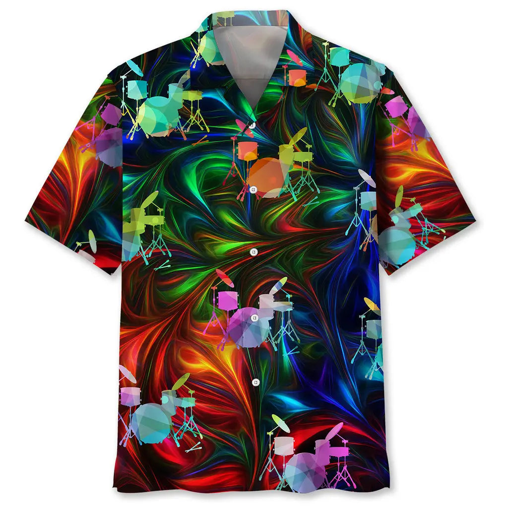 Hawaiian Shirt / Adults / S Drum Colorful Hawaiian Shirt