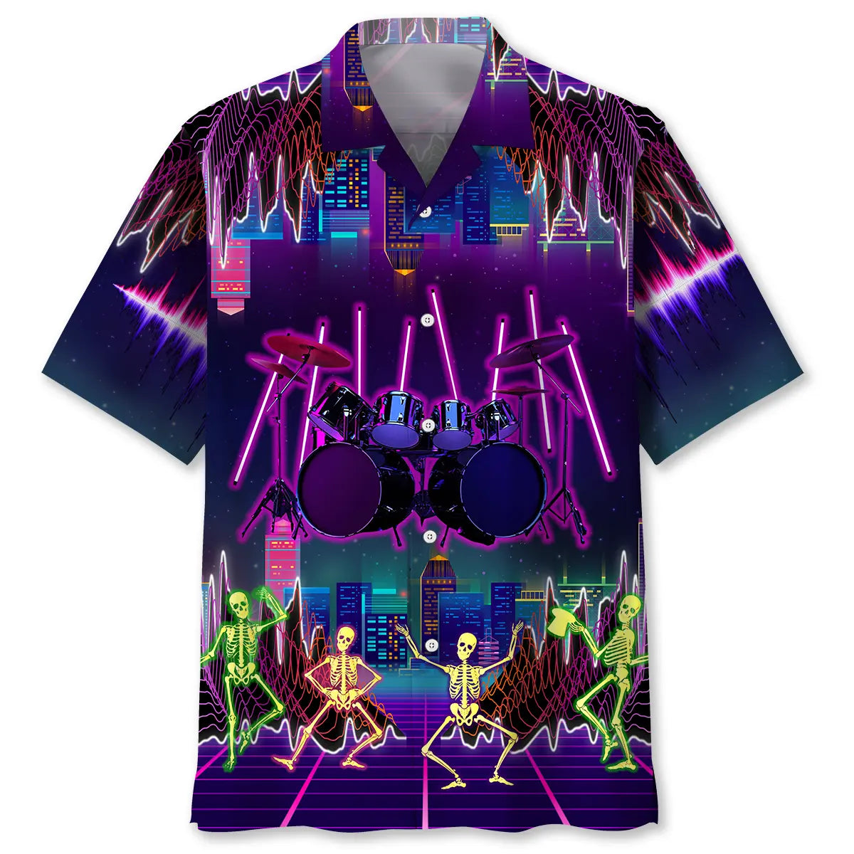Hawaiian Shirt / Adults / S Drum Skeleton Hawaiian Shirt