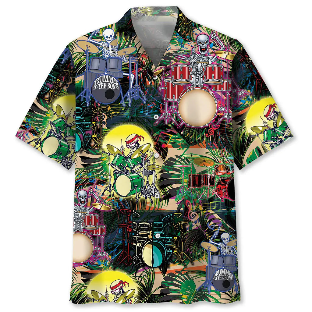 Hawaiian Shirt / Adults / S Drum Skeleton Hawaiian Shirt