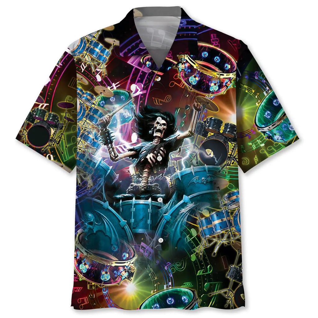 Hawaiian Shirt / Adults / S Drum Skull Hawaiian Shirt