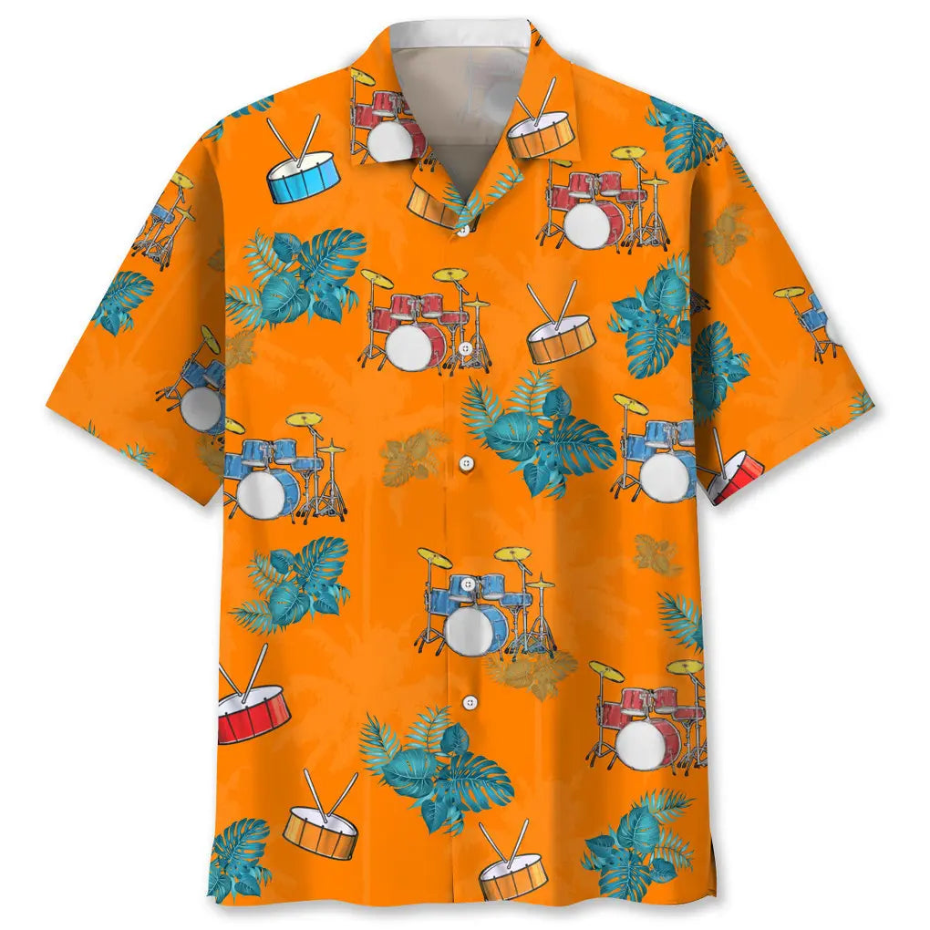 Hawaiian Shirt / Adults / S Drum Tropical Orange Hawaiian Shirt