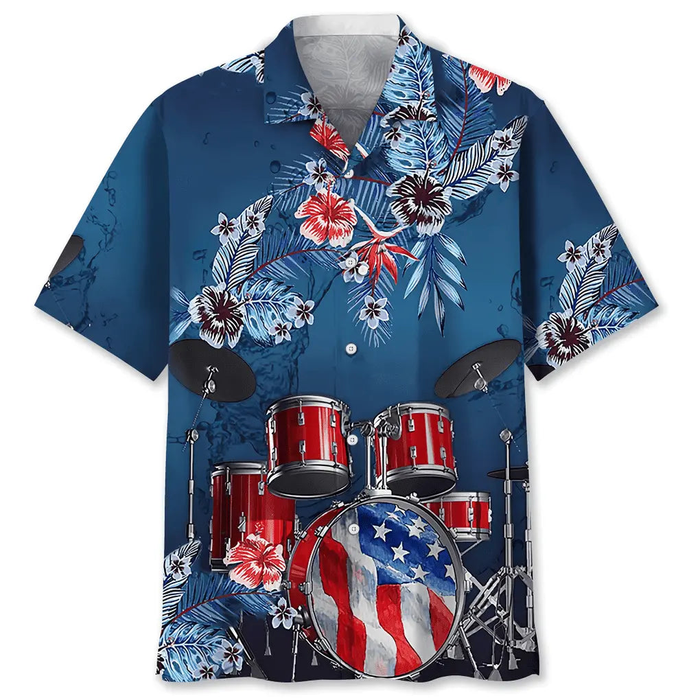 Hawaiian Shirt / Adults / S Drum Usa Hawaiian Shirt