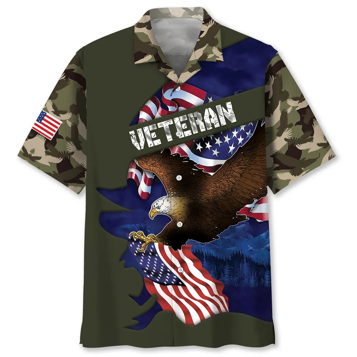 Hawaiian Shirt / Adults / S Eagle Camouflage Patriotic Day Hawaiian Shirt