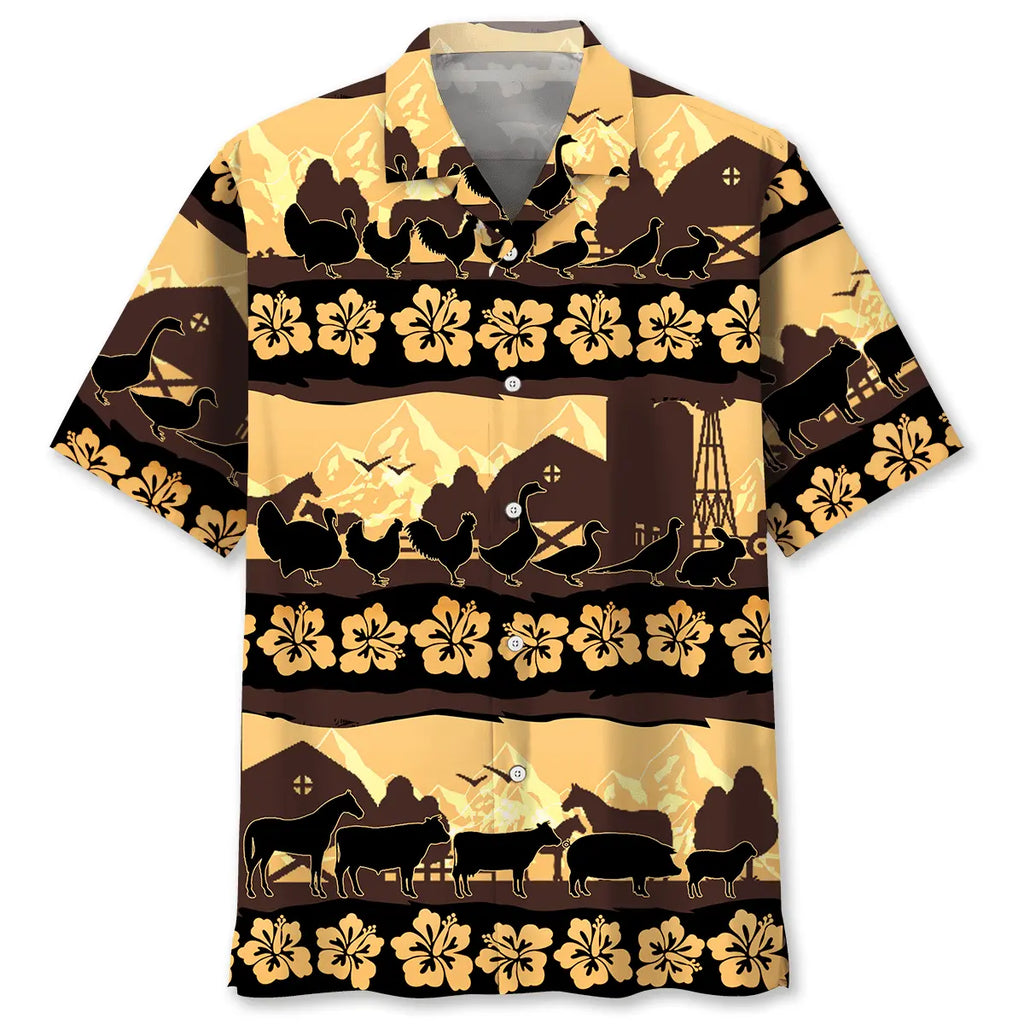 Hawaiian Shirt / Adults / S Farm Animals Tropical Hawaiian Shirt