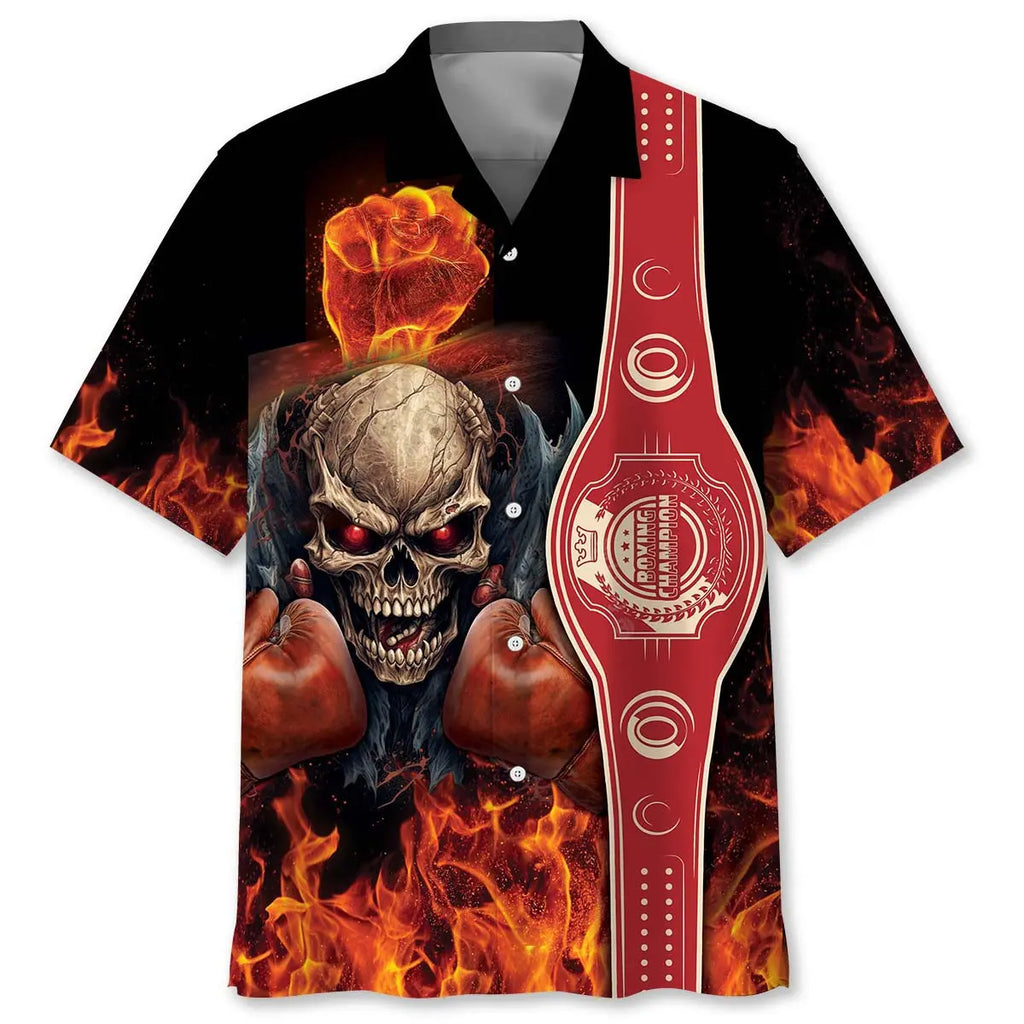 Hawaiian Shirt / Adults / S Fire Skull Boxing Hawaiian Shirt
