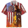 Hawaiian Shirt / Adults / S Firefighter Usa Hawaiian Shirt