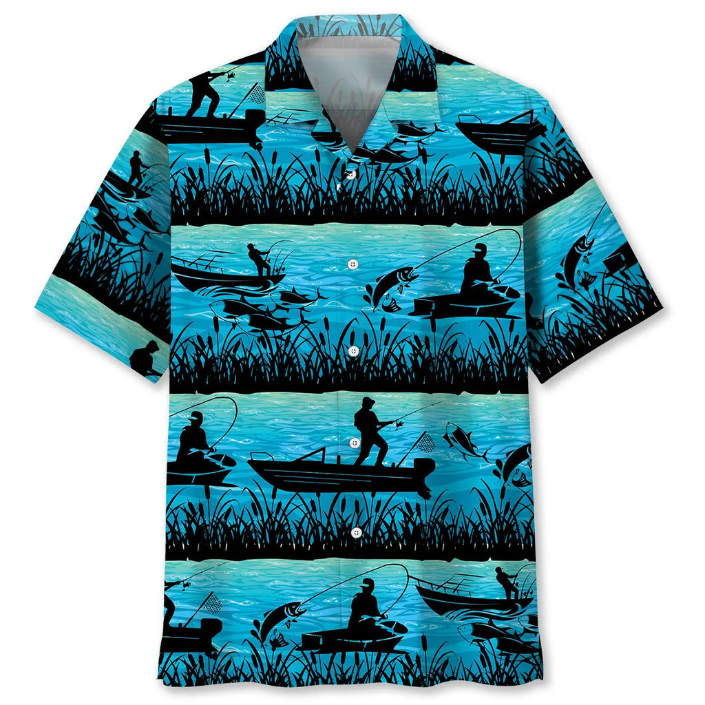 Hawaiian Shirt / Adults / S Fishing Blue Hawaiian Shirt