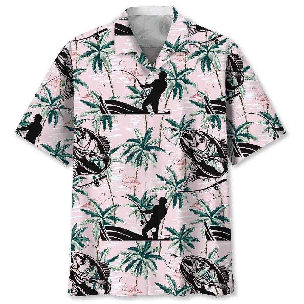 Hawaiian Shirt / Adults / S Fishing Tropical Pink Hawaiian Shirt