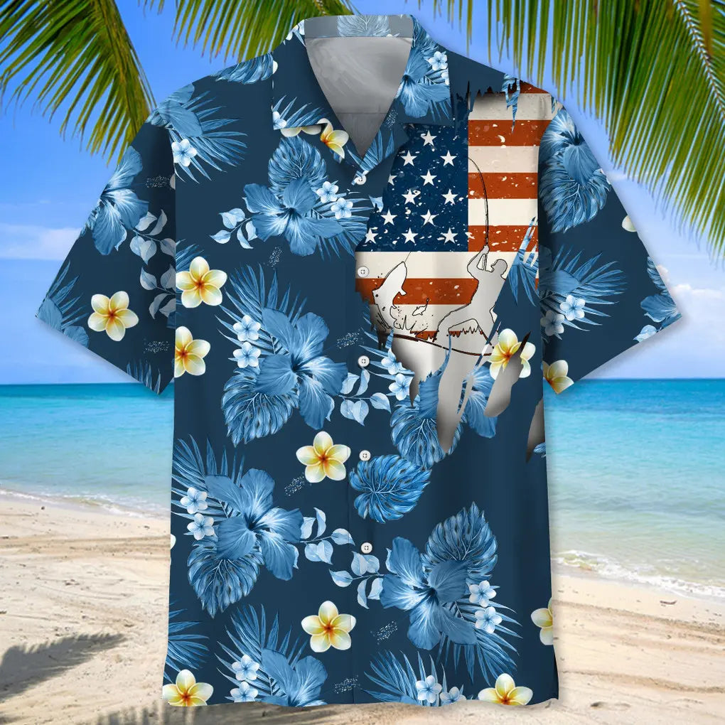 Fishing Usa Tropical Hawaiian Shirt