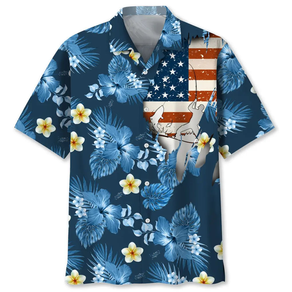 Hawaiian Shirt / Adults / S Fishing Usa Tropical Hawaiian Shirt