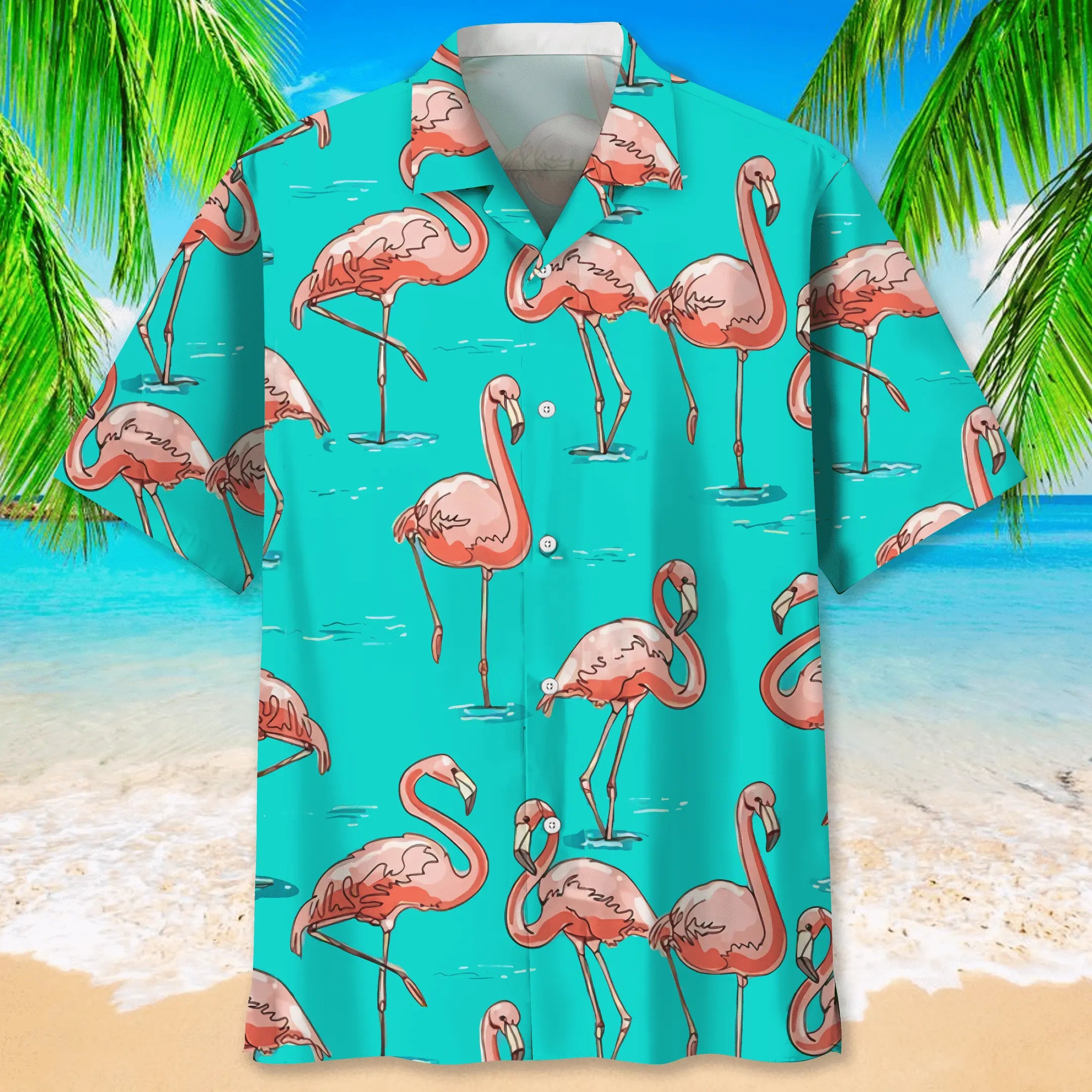Flamingo Blue Hawaiian Shirt
