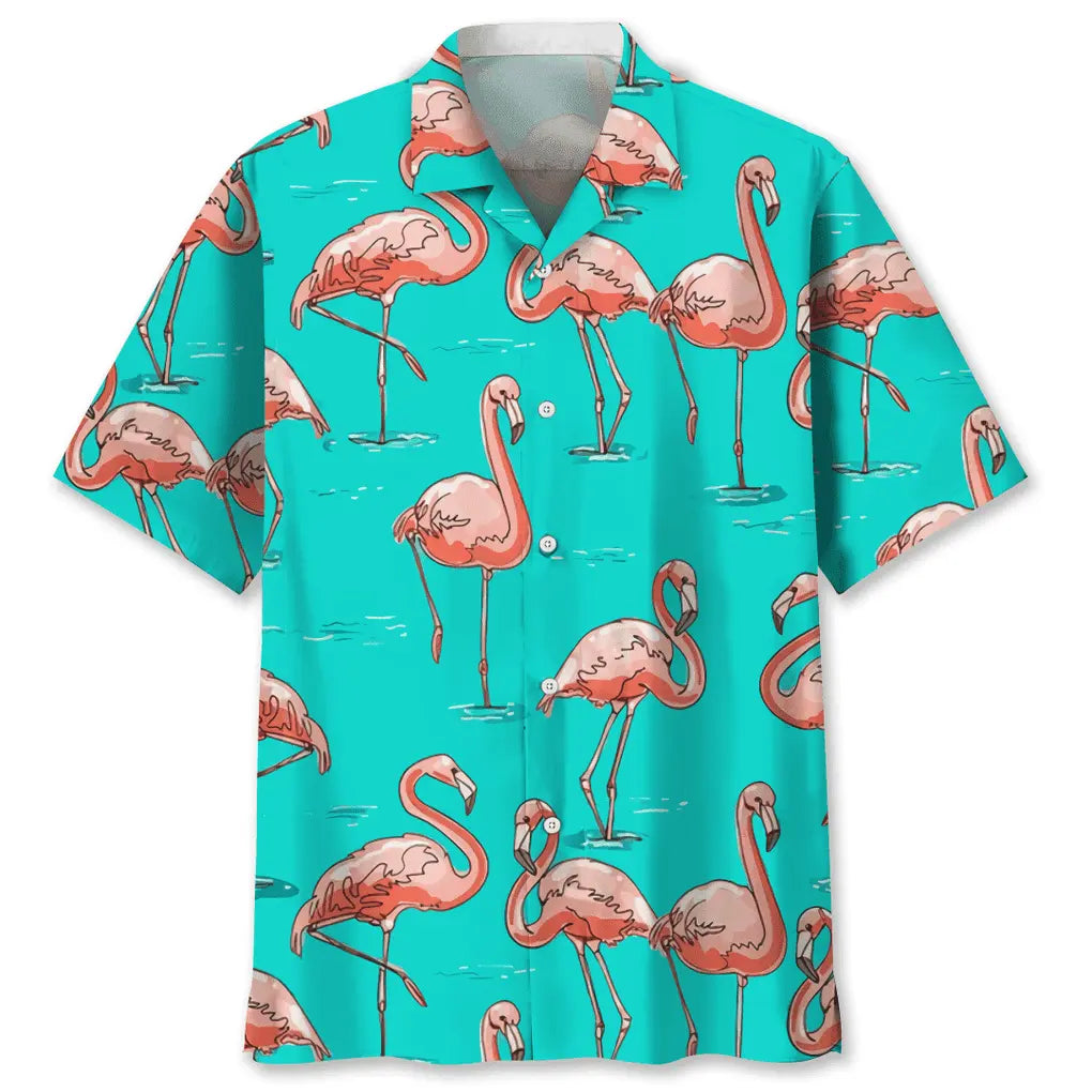 Hawaiian Shirt / Adults / S Flamingo Blue Hawaiian Shirt