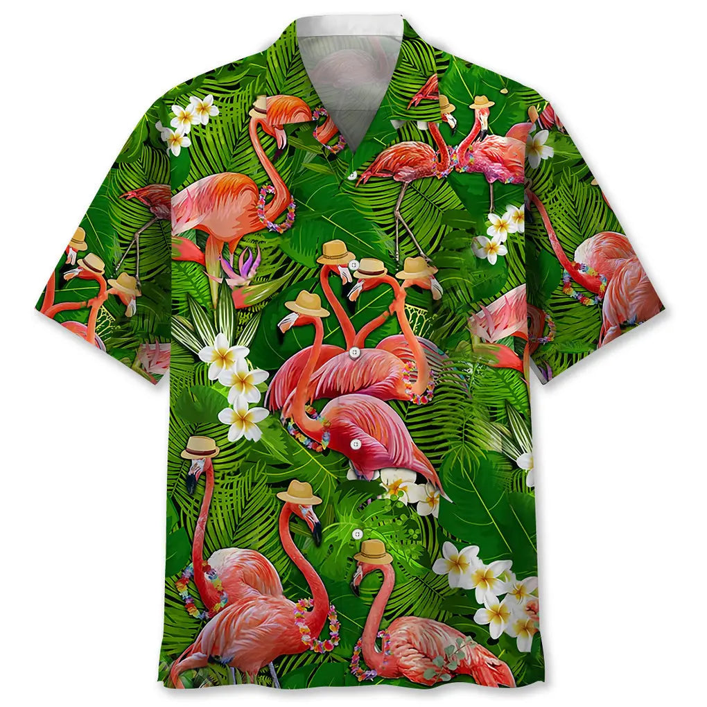 Hawaiian Shirt / Adults / S Flamingo Green Tropical Hawaiian Shirt