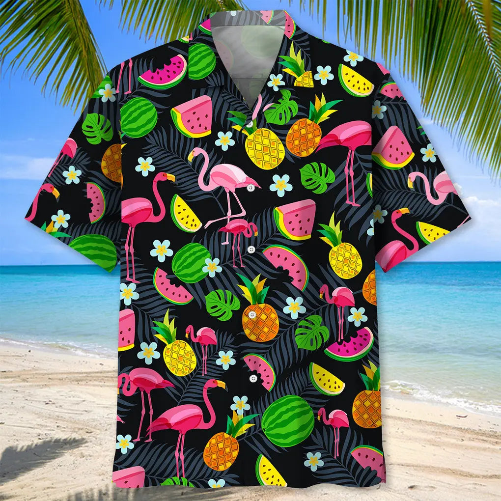 flamingo tropical hawaiian shirt