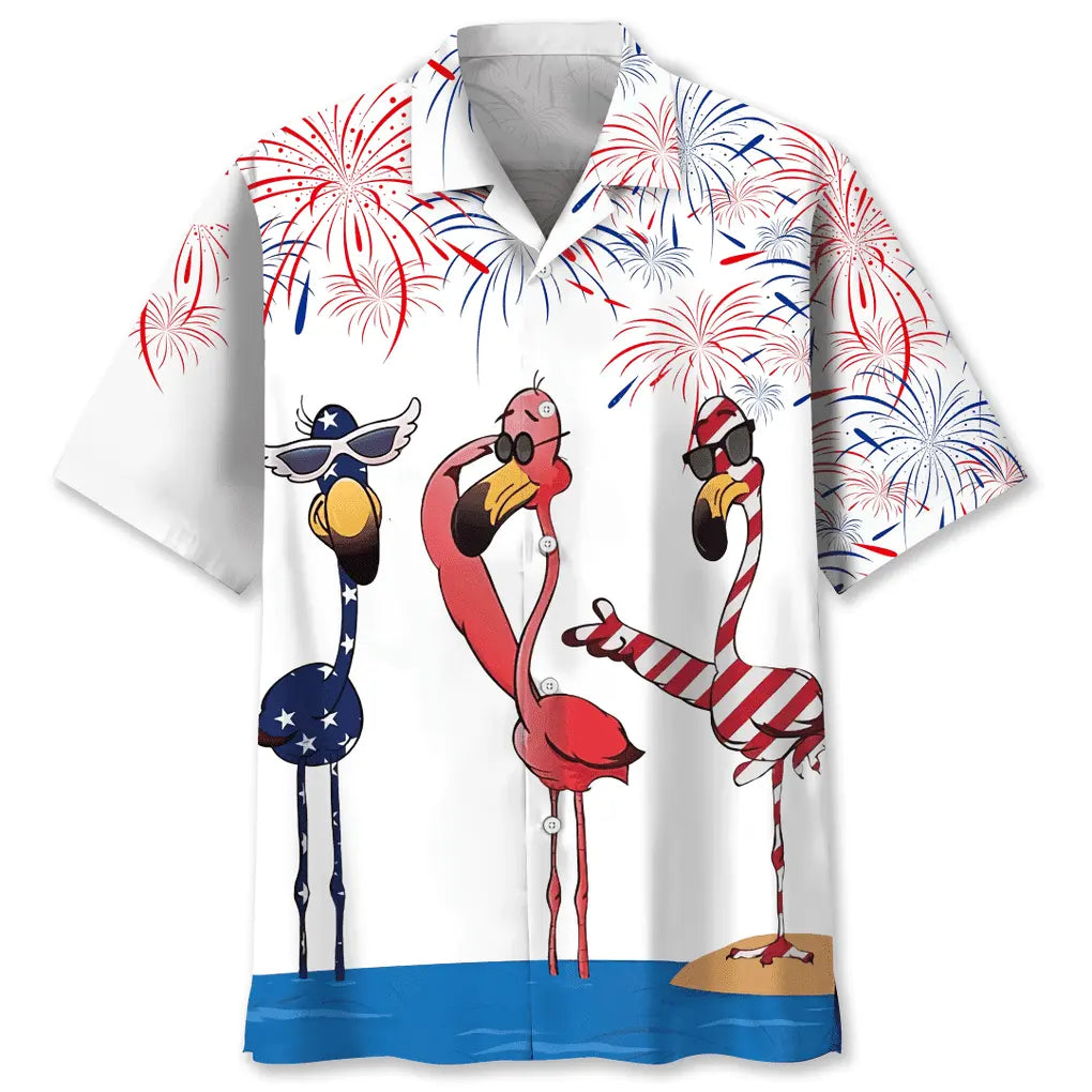 Hawaiian Shirt / Adults / S Flamingo Usa Funny Hawaiian Shirt