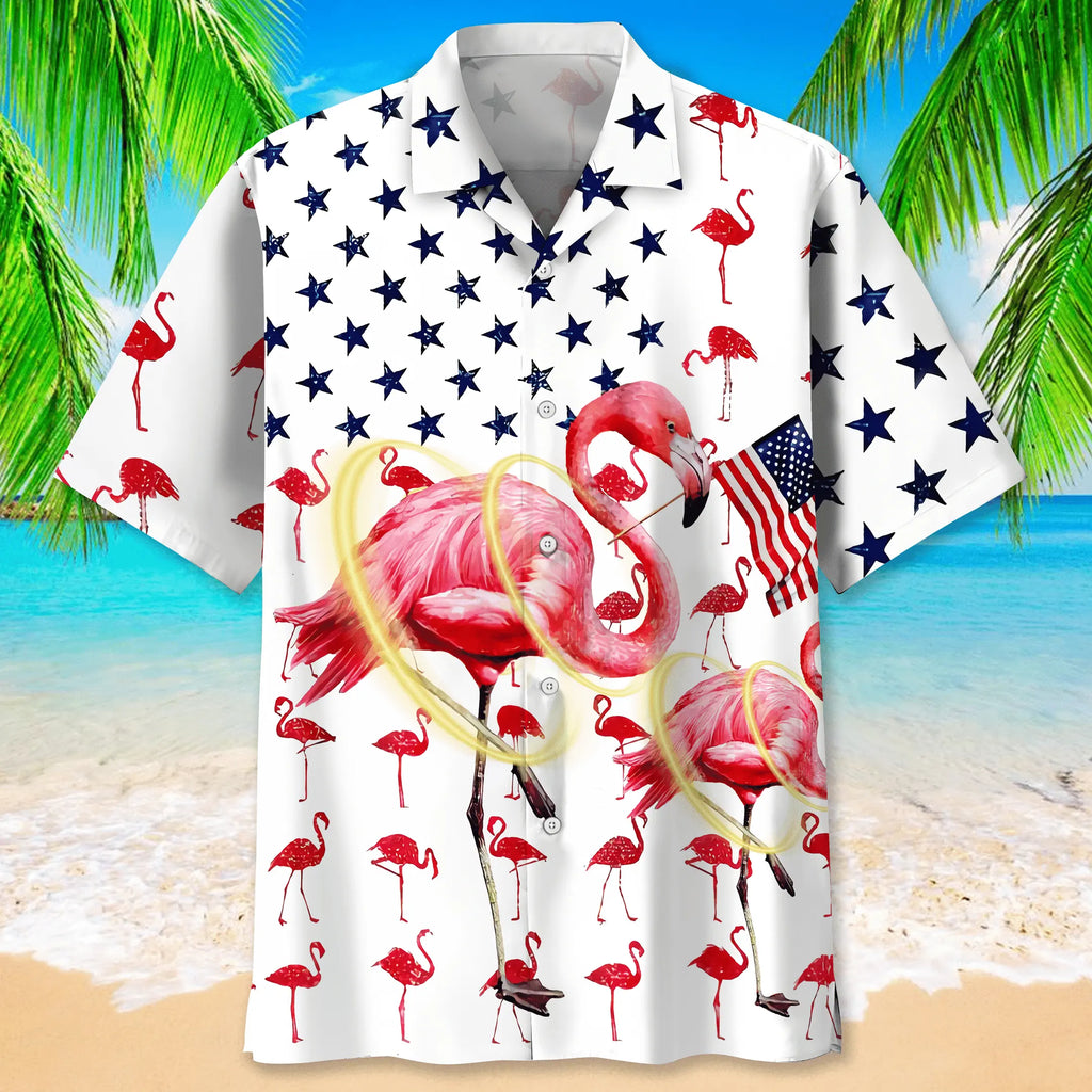 Flamingo Usa Hawaiian Shirt