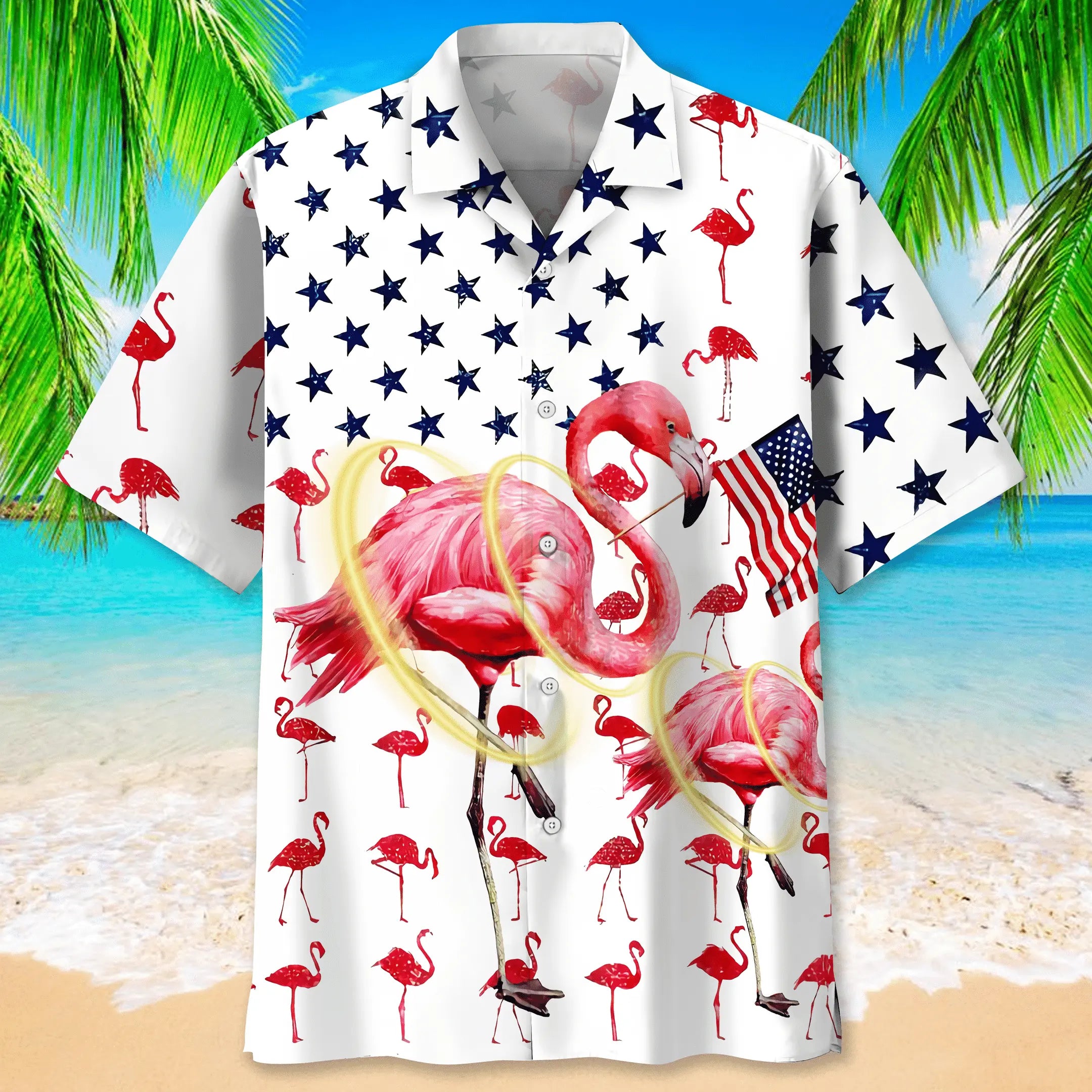 Flamingo Usa Hawaiian Shirt