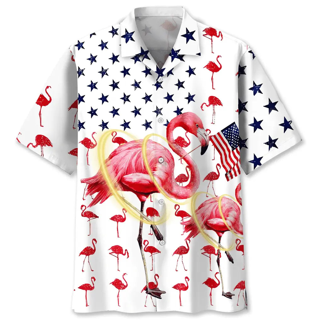 Hawaiian Shirt / Adults / S Flamingo Usa Hawaiian Shirt