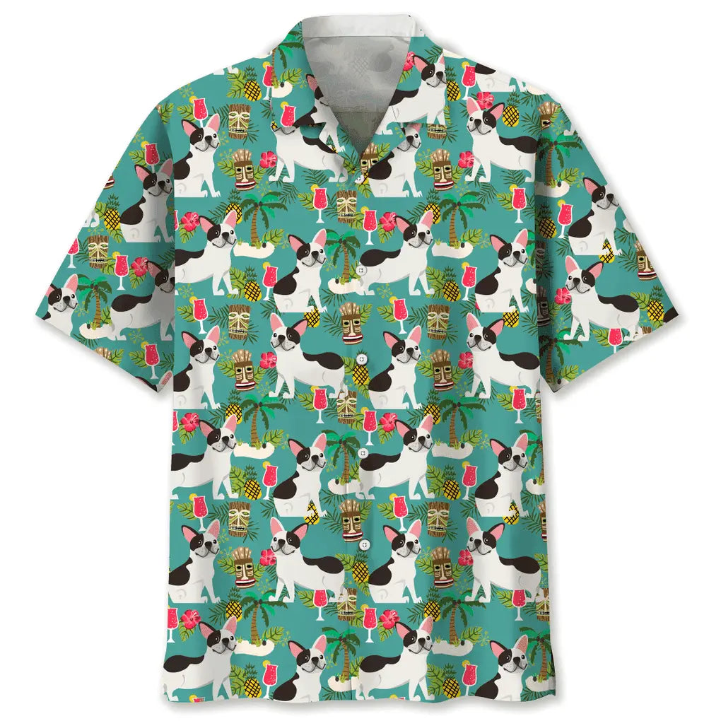 Hawaiian Shirt / Adults / S French Bulldog Hawaiian Beach Hawaiian Shirt