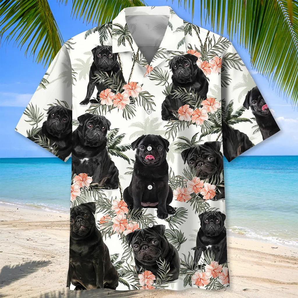 Funny Black Pug Hawaiian Shirt