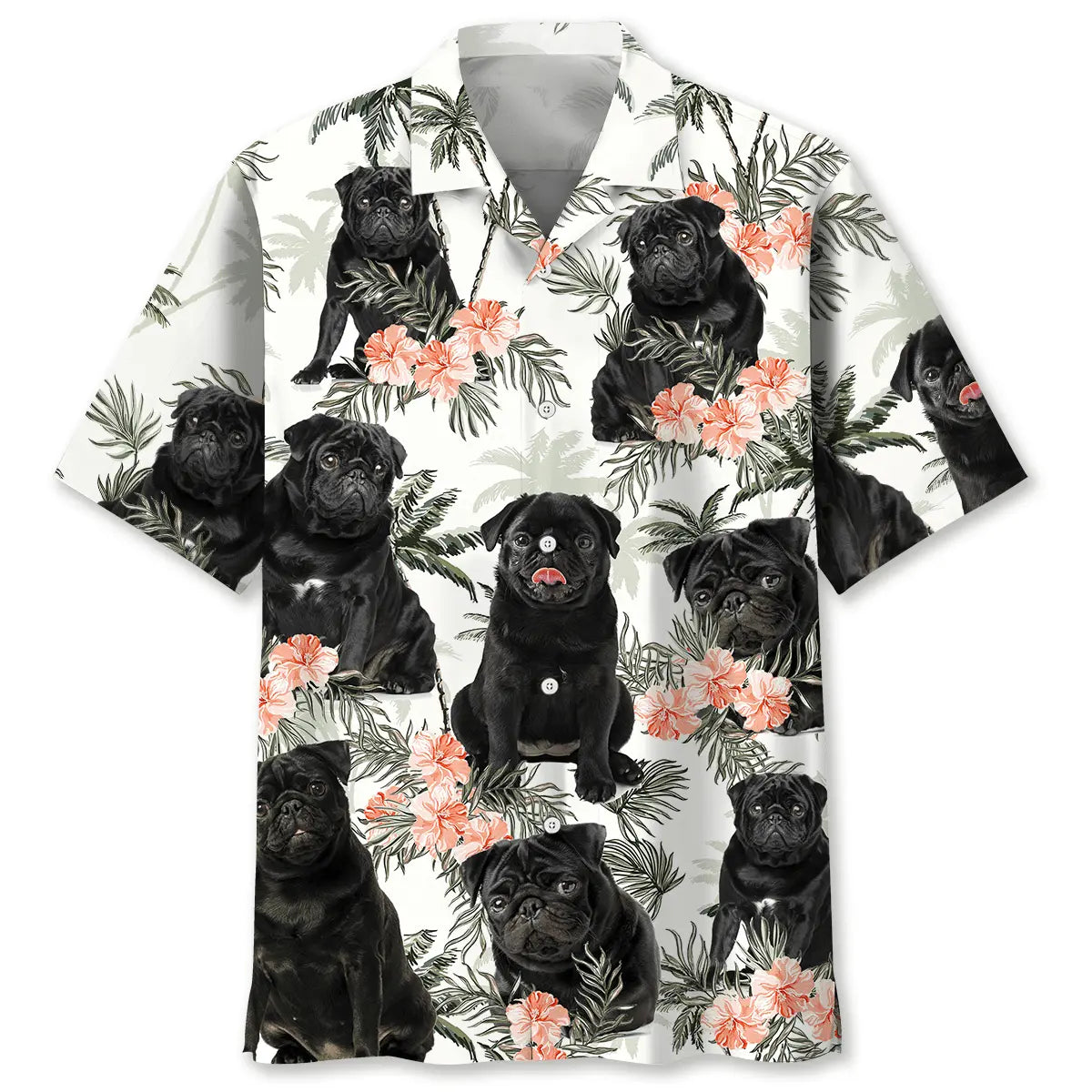 Hawaiian Shirt / Adults / S Funny Black Pug Hawaiian Shirt