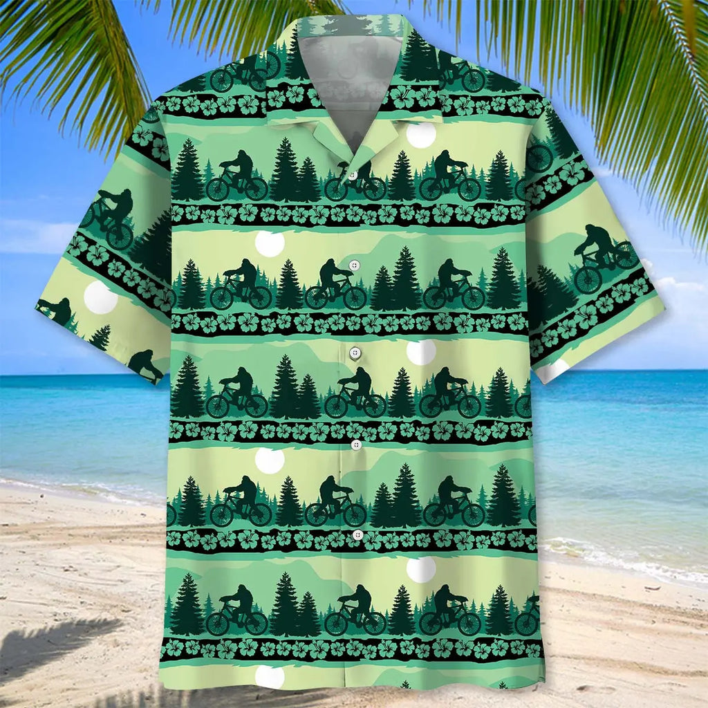 Funny Cycling Bigfoot Hawaiian Shirt