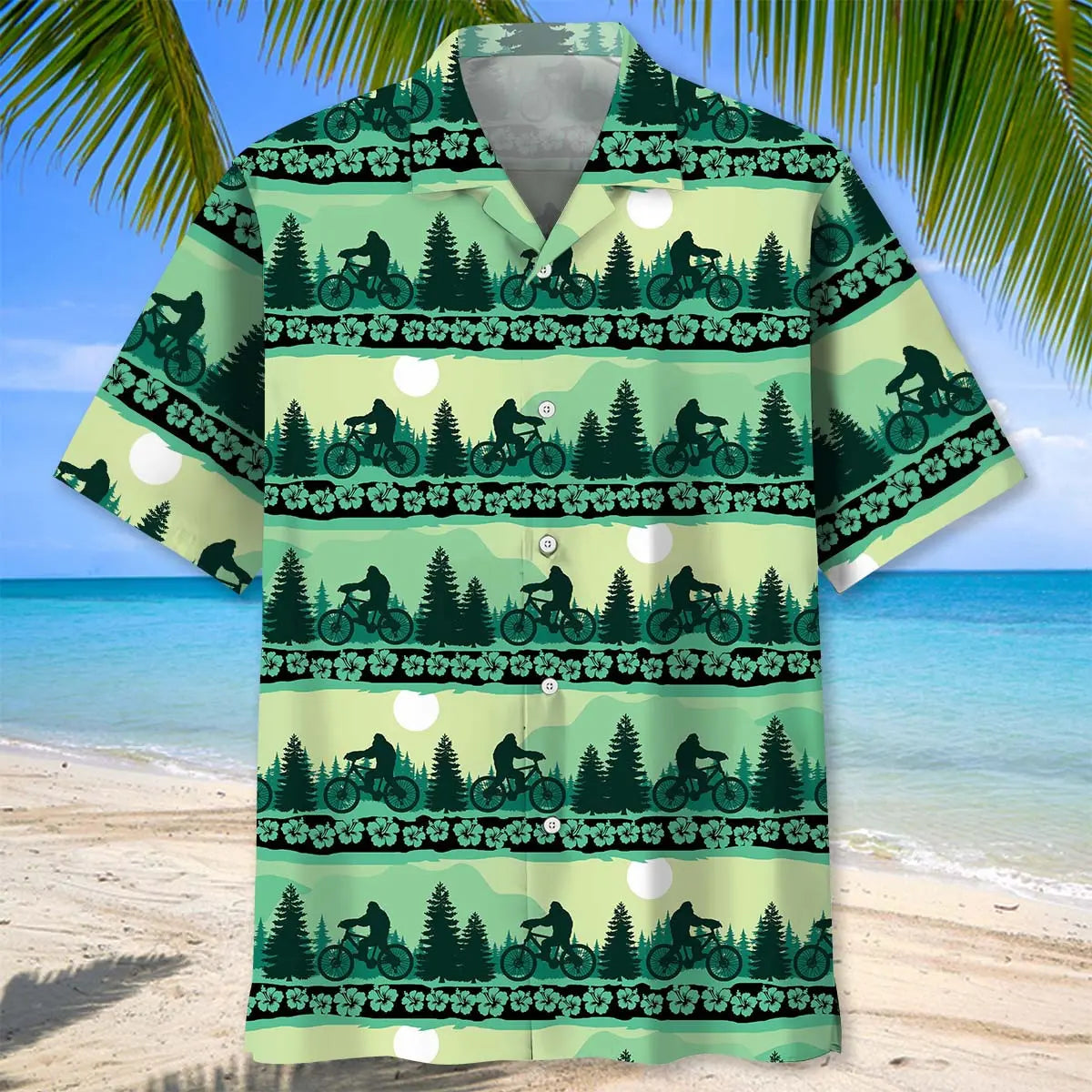 Funny Cycling Bigfoot Hawaiian Shirt