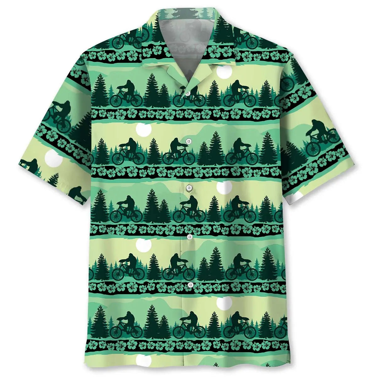 Hawaiian Shirt / Adults / S Funny Cycling Bigfoot Hawaiian Shirt