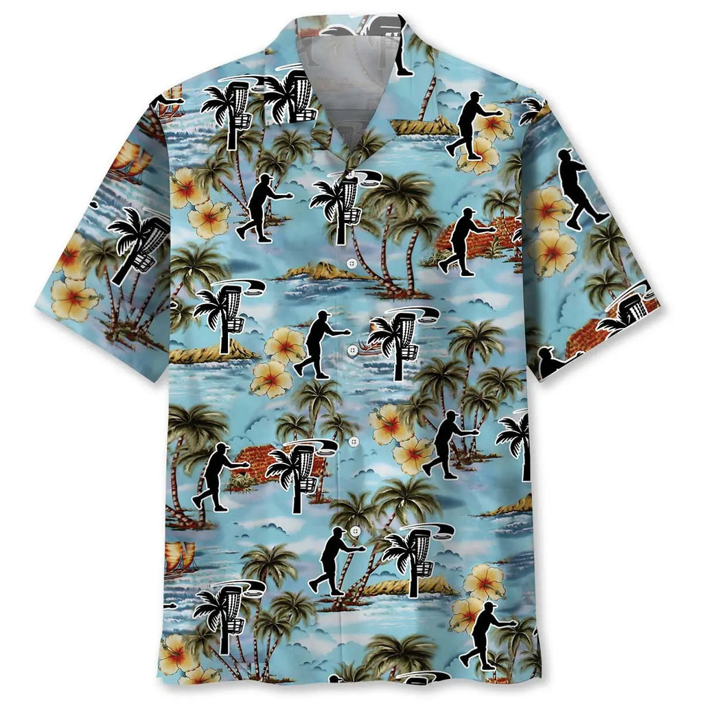 Hawaiian Shirt / Adults / S Funny Palm Tree And Disc Golf Hawaiian Shirt