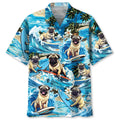 Hawaiian Shirt / Adults / S Funny Surfing Pug Hawaiian Shirt