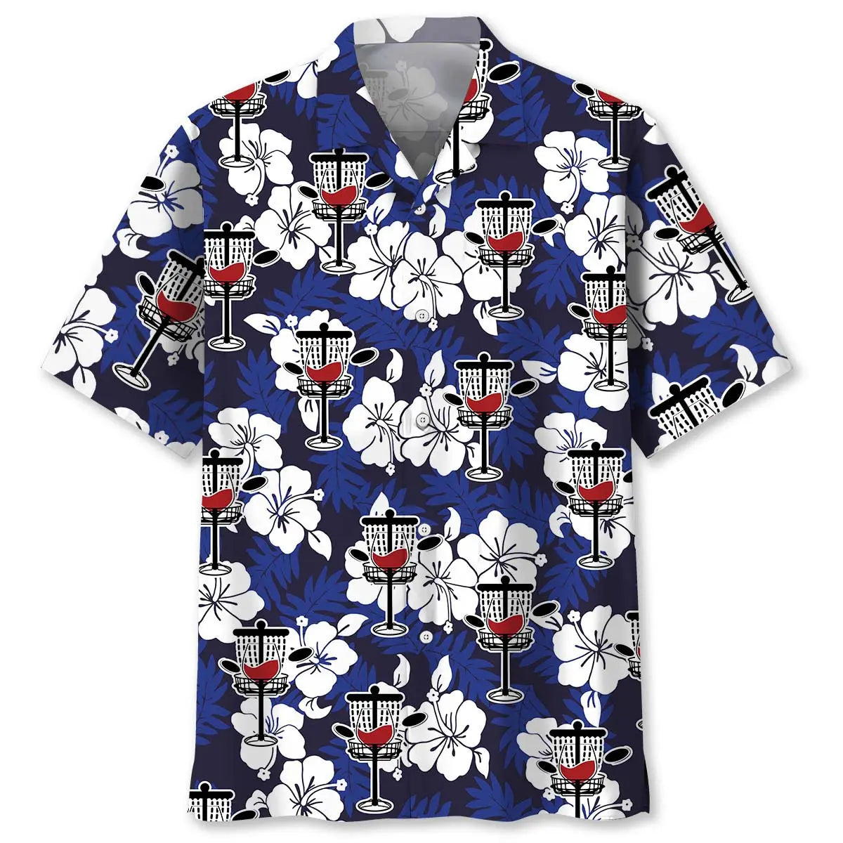 Hawaiian Shirt / Adults / S Funny Wine Glass Disc Golf Hawaiian Shirt
