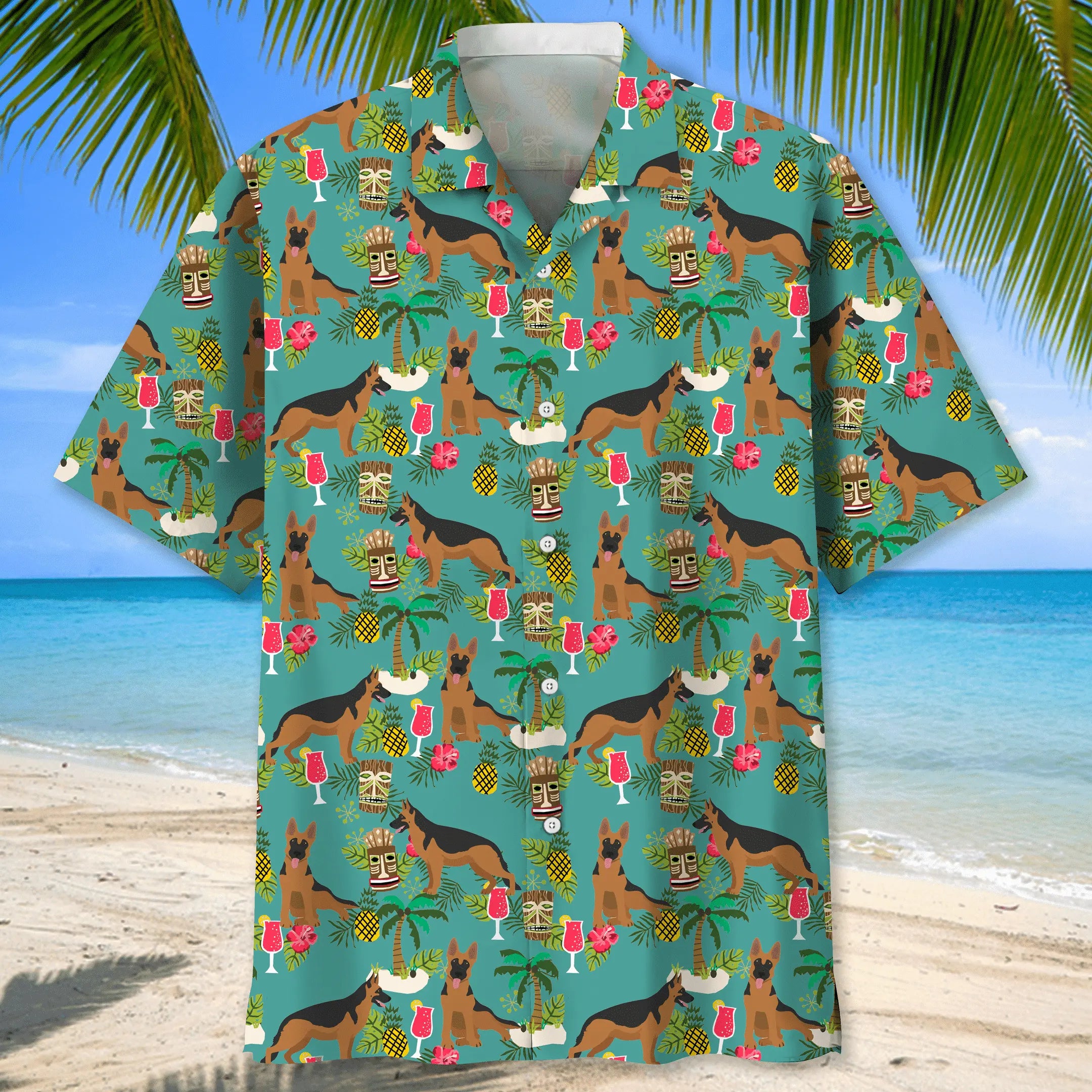 German Shepherd Hawaiian Beach Hawaiian Shirt