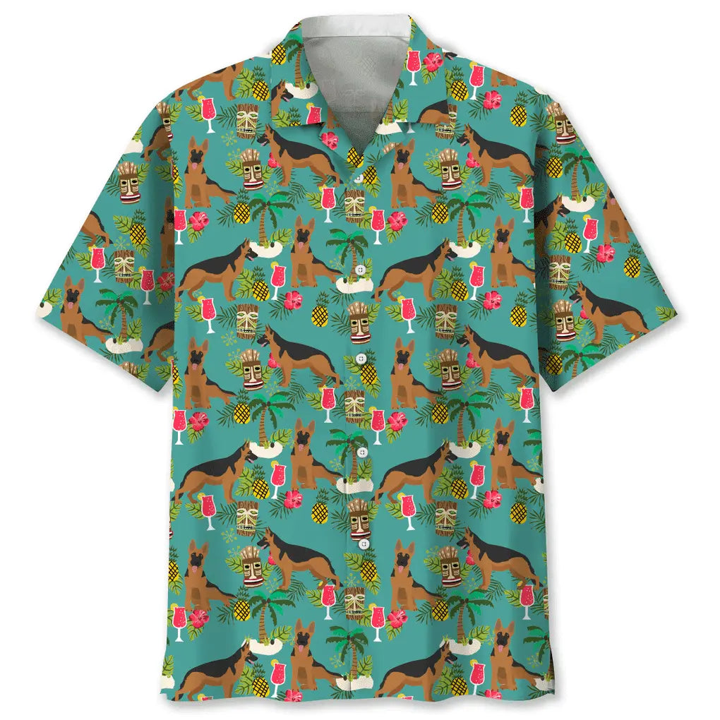 Hawaiian Shirt / Adults / S German Shepherd Hawaiian Beach Hawaiian Shirt