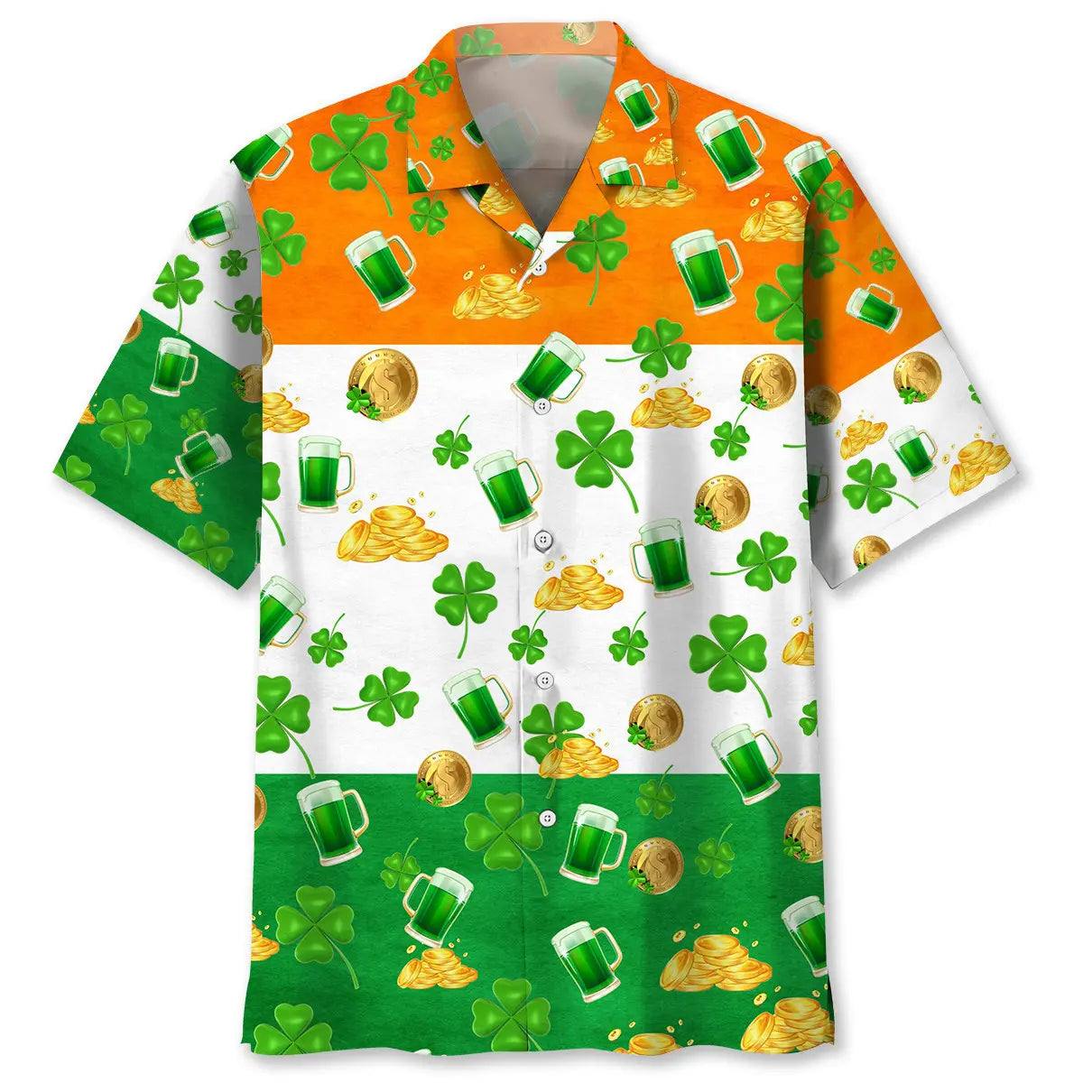 Hawaiian Shirt / Adults / S Gold Beer Irish St.Patrick Day Hawaiian Shirt