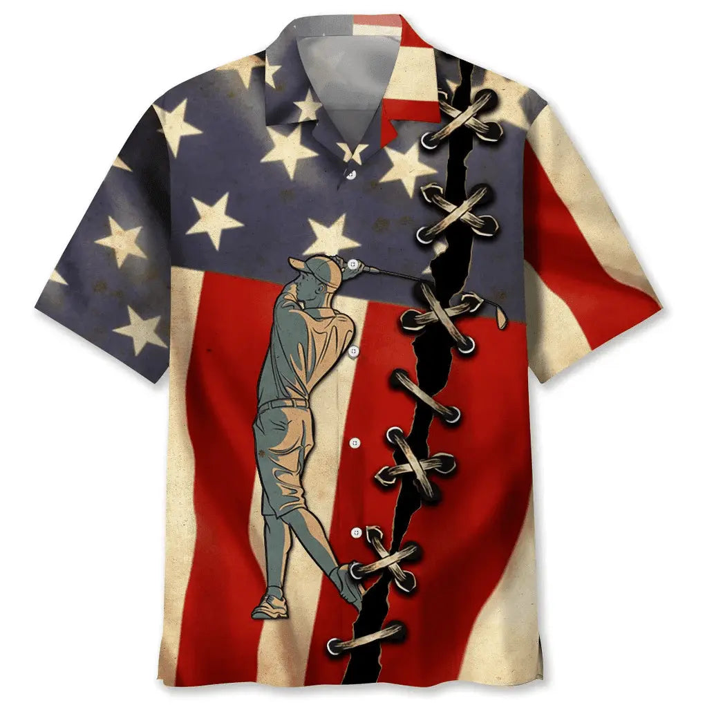 Hawaiian Shirt / Adults / S Golf America Flag Hawaiian Shirt