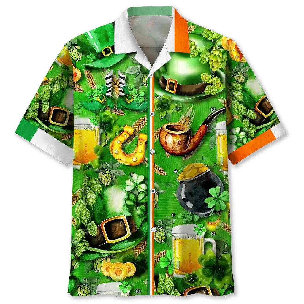 Hawaiian Shirt / Adults / S Green Lucky Irish St.Patrick Day Hawaiian Shirt