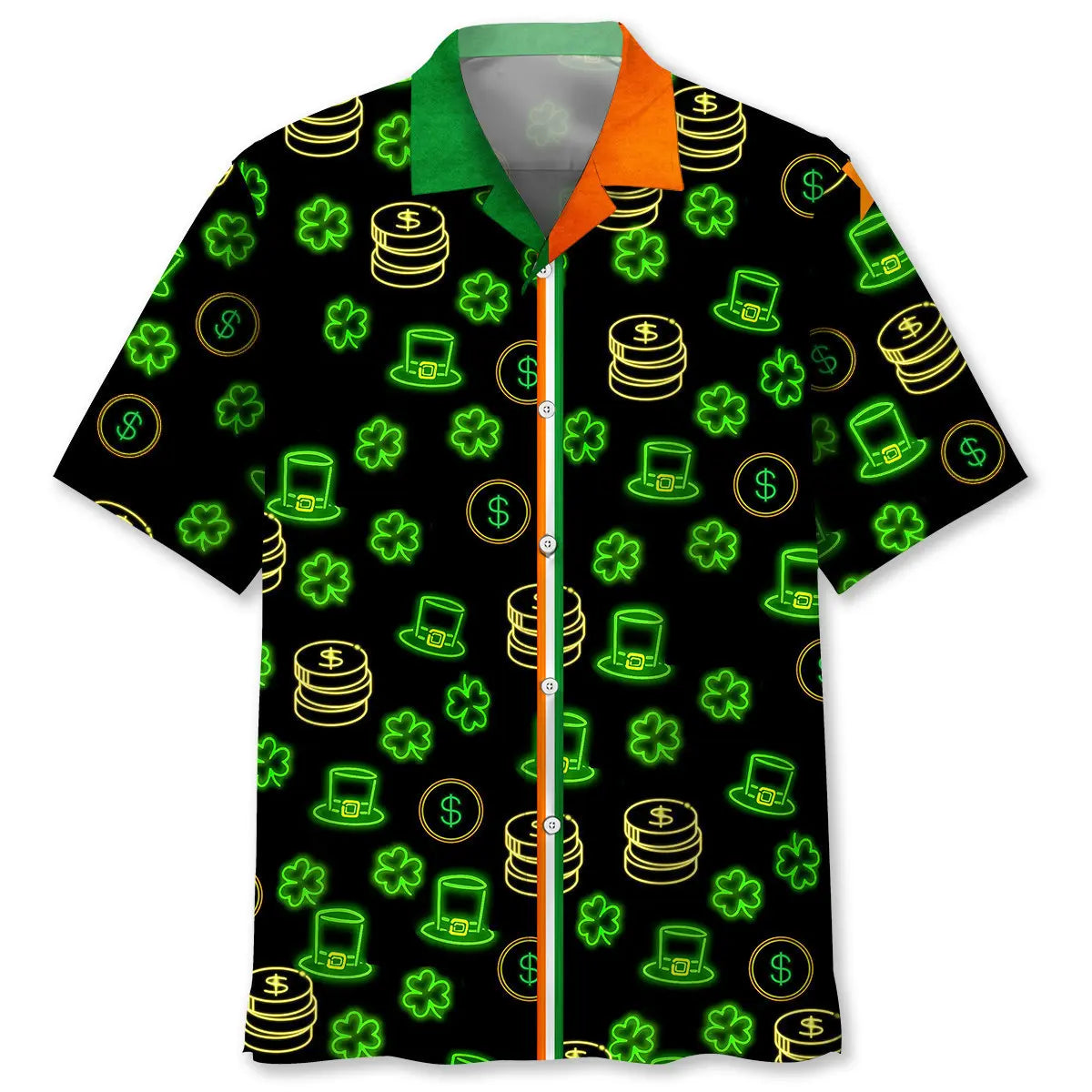 Hawaiian Shirt / Adults / S Green Neon Irish St.Patrick Day Hawaiian Shirt