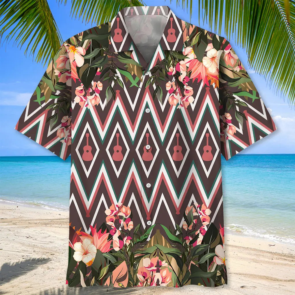 Guitar Flowers Hawaiian Shirt