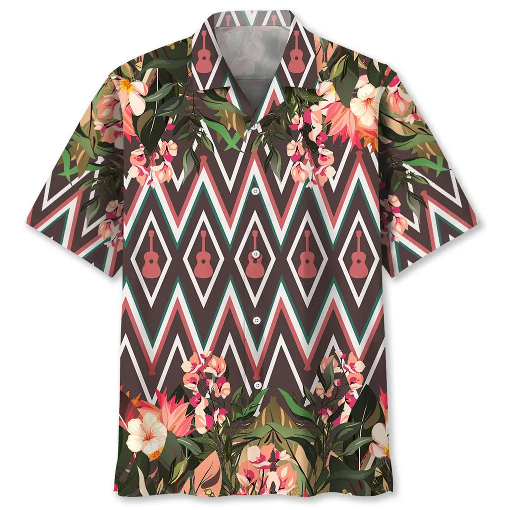 Hawaiian Shirt / Adults / S Guitar Flowers Hawaiian Shirt