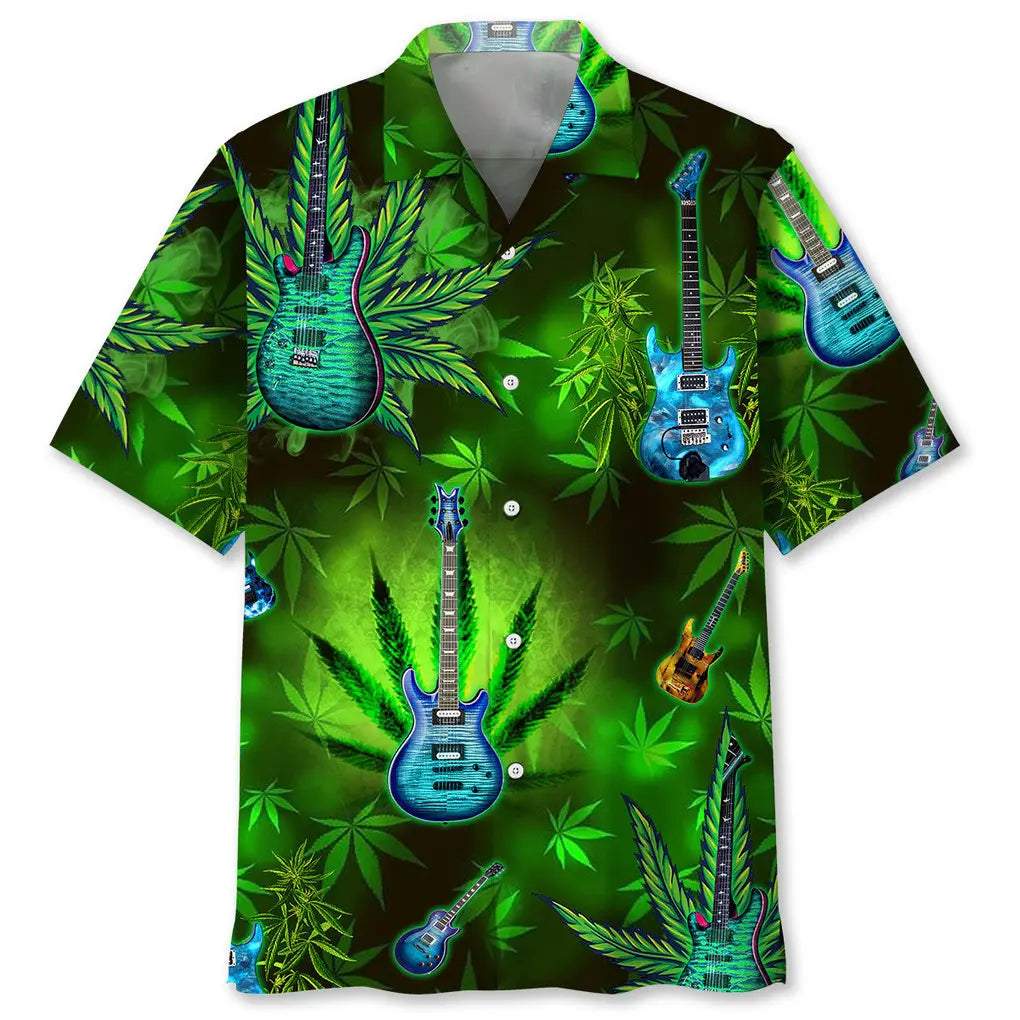 Hawaiian Shirt / Adults / S Guitar Green Hawaiian Shirt