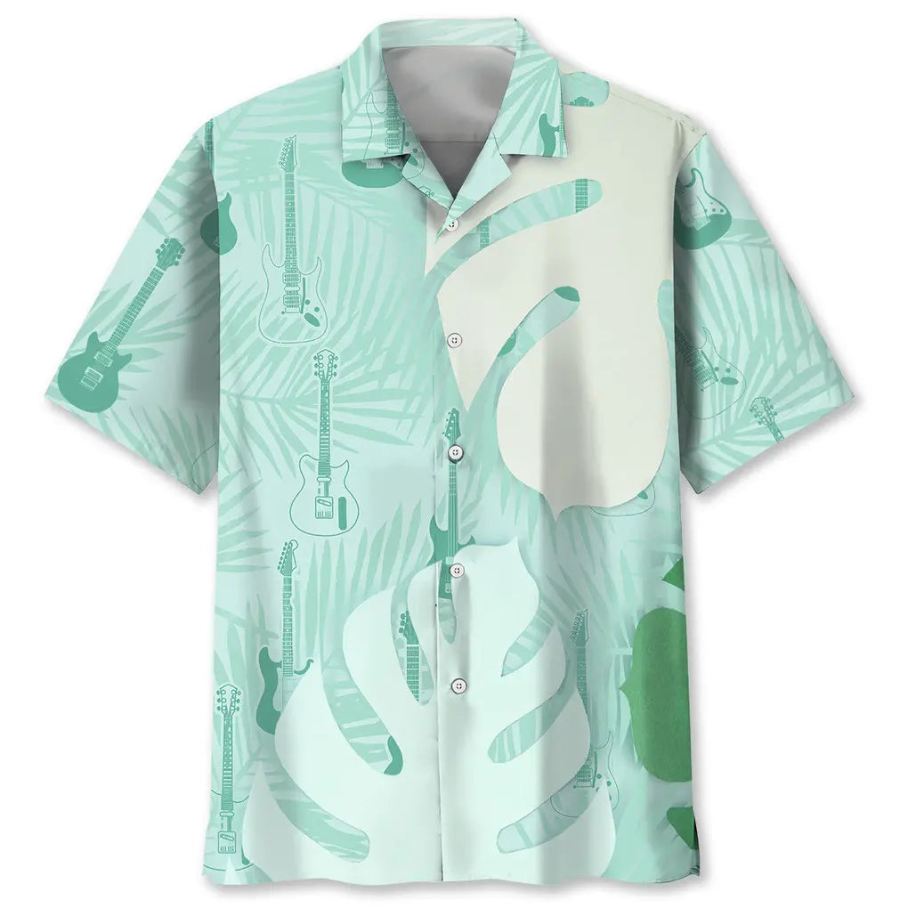 Hawaiian Shirt / Adults / S Guitar Green Tropical Hawaiian Shirt