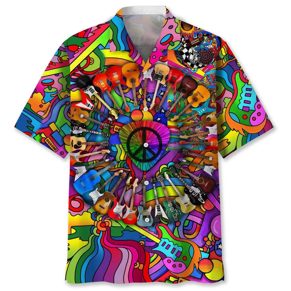 Hawaiian Shirt / Adults / S Guitar Hippie Hawaiian Shirt