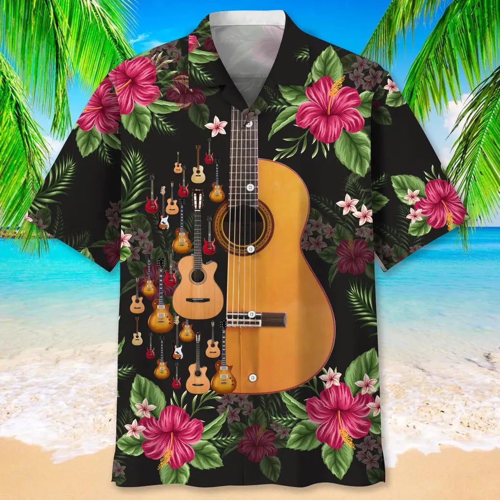 Guitar Nature Tropical Hawaiian Shirt