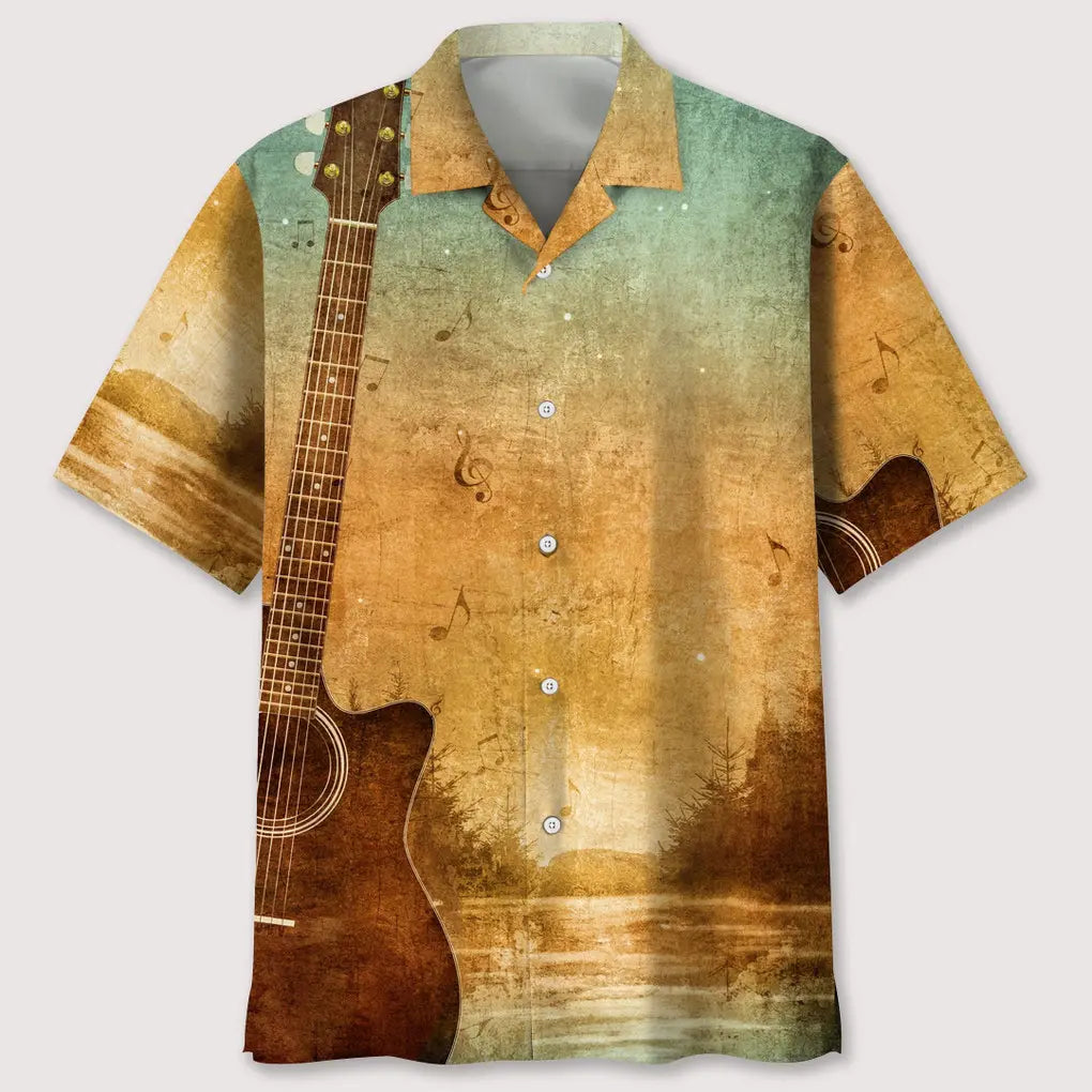 Hawaiian Shirt / Adults / S Guitar Old Paper Texture Hawaiian Shirt