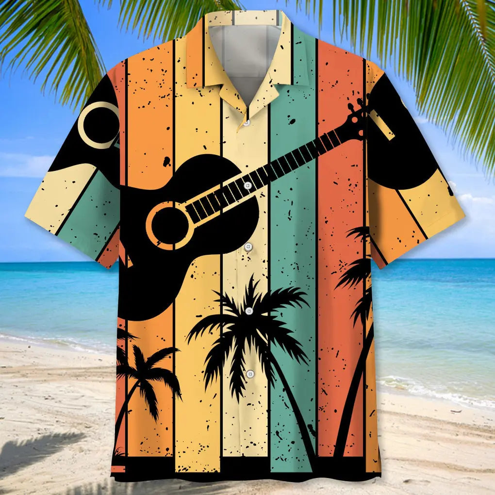 Guitar Retro Pattern Hawaiian Shirt