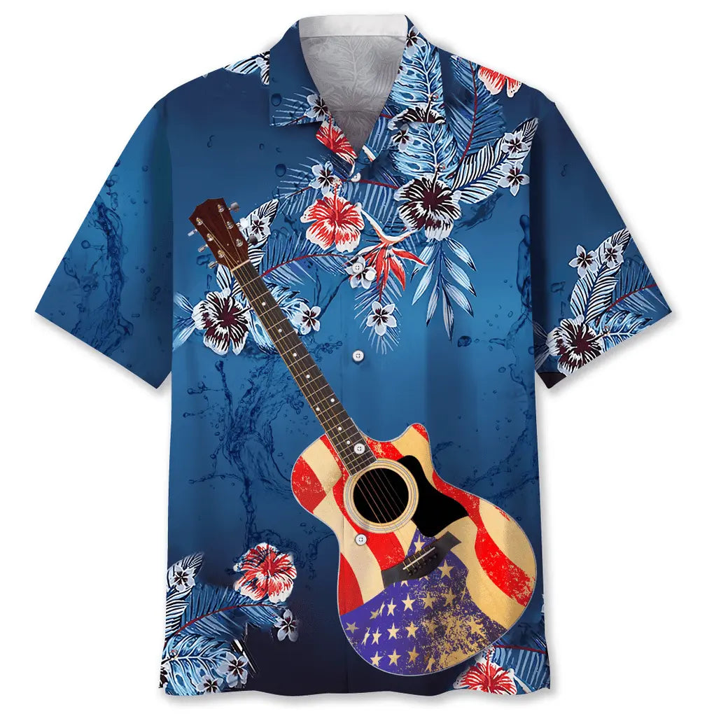 Hawaiian Shirt / Adults / S Guitar Usa Hawaiian Shirt