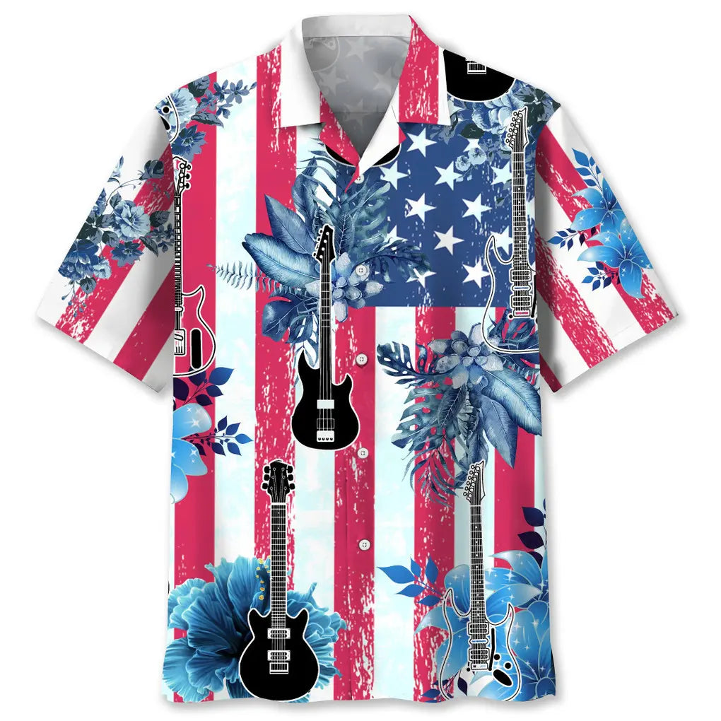 Hawaiian Shirt / Adults / S Guitar Usa Nature Hawaiian Shirt