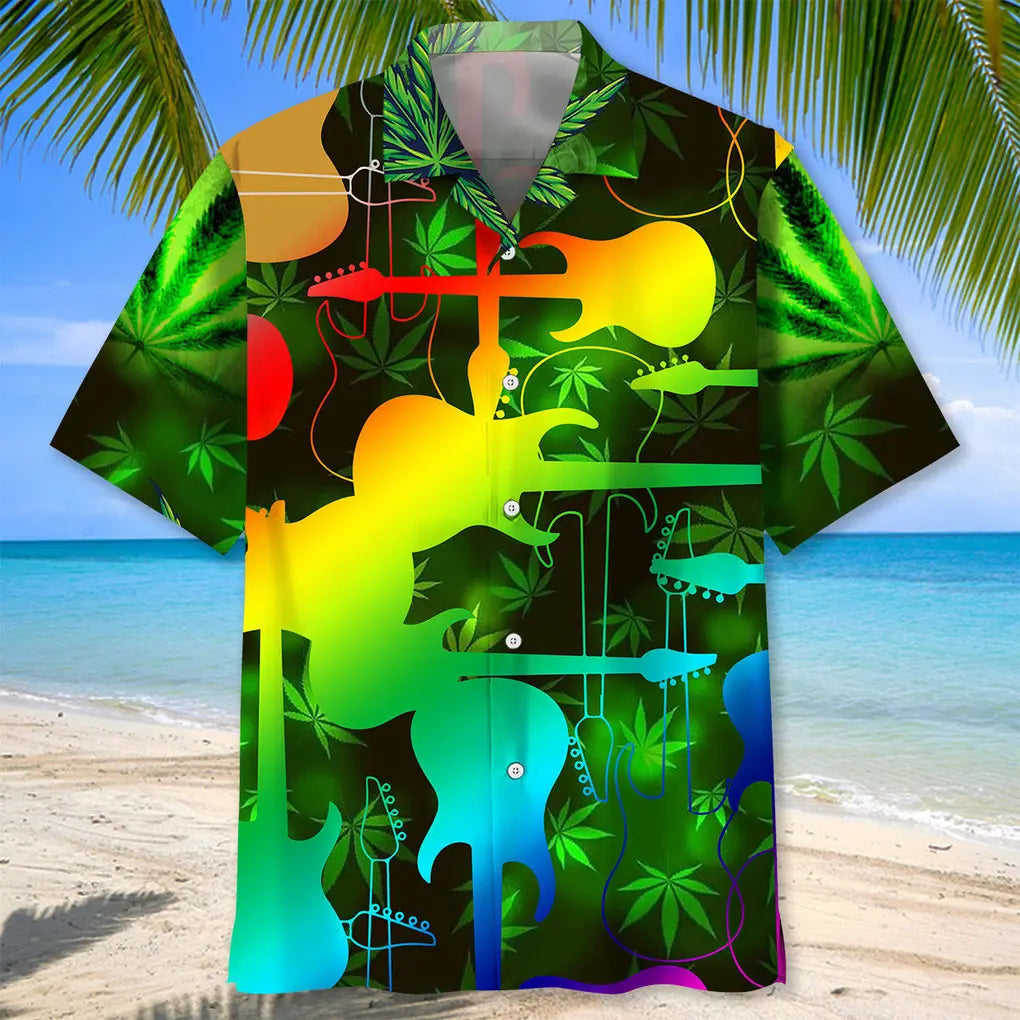Hippie Guitar Abstract Hawaiian Shirt