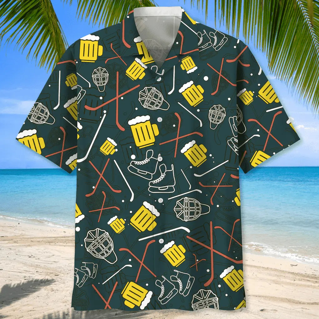 Hockey Beer Hawaiian Shirt