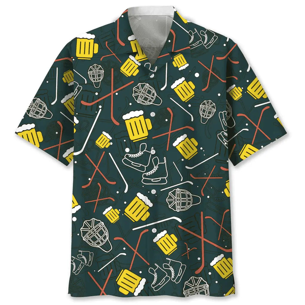 Hawaiian Shirt / Adults / S Hockey Beer Hawaiian Shirt